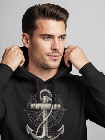 Neverless Sweatshirt 'Anker Kompass' in Black