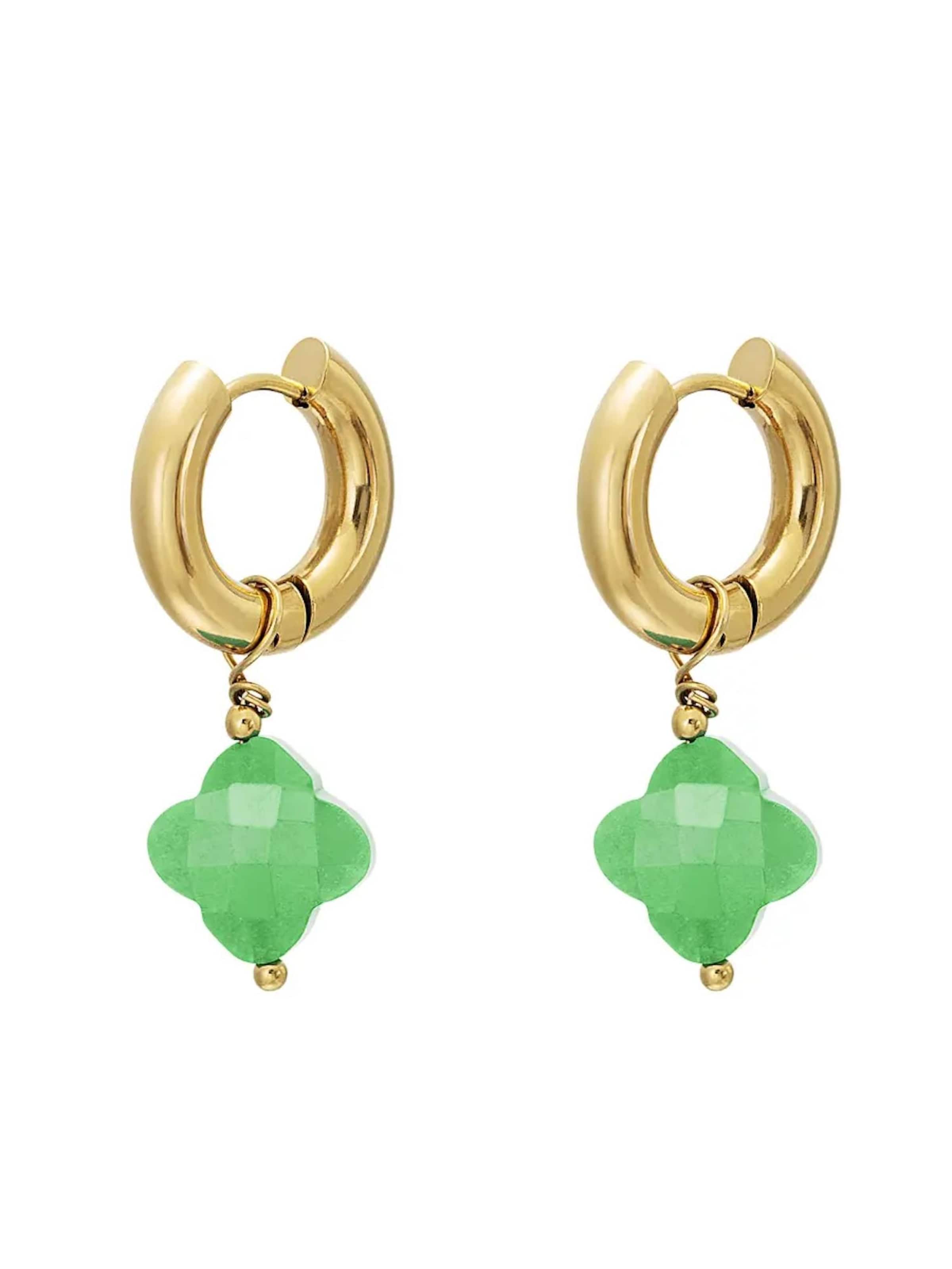 Boucles d'oreilles 'LIORA' Cala Rose en vert : devant