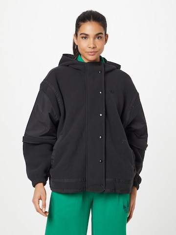 ADIDAS ORIGINALS Zip-Up Hoodie 'Polar Fleece' in Black: front