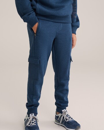 WE Fashion Tapered Trousers in Blue: front