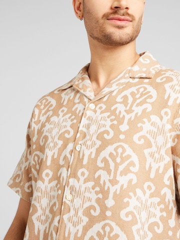 JACK & JONES Regular fit Button Up Shirt 'ALIJAH' in Brown