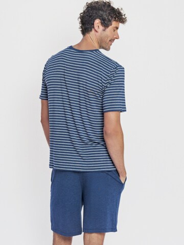 zd ZERO DEFECTS Pyjama kort 'Kouros navy' in Blauw