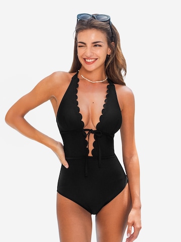 Cupshe Bustier Badeanzug in Schwarz