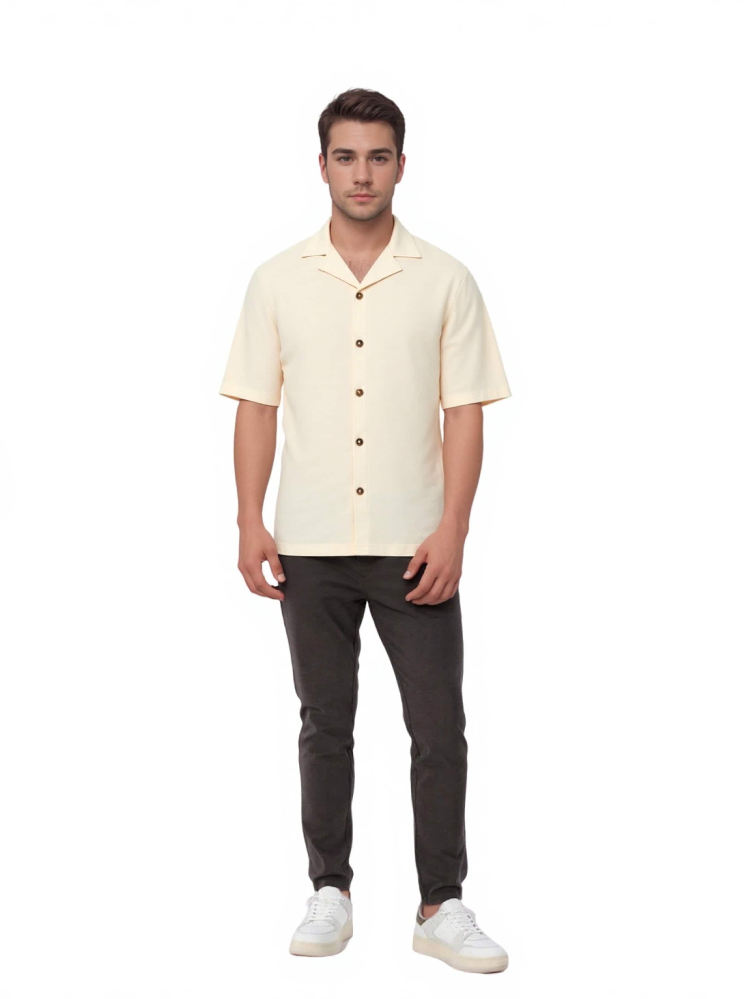 Coupe regular Chemise 'Knitted Bowling' GUESS en jaune