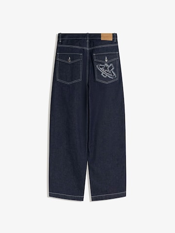 Bershka Baggy Džínsy - Modrá