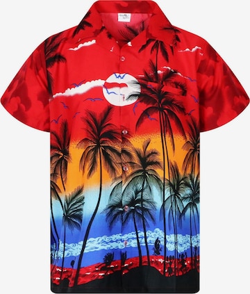 King Kameha Shirt 'Beach' in Rot: Vorderseite