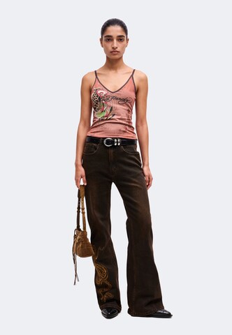 Wide leg Jeans di Ed Hardy in marrone