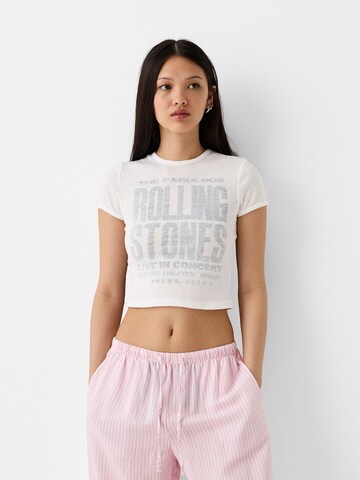 T-shirt Bershka en blanc : devant