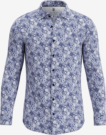 DESOTO Slim fit Button Up Shirt in Blue: front