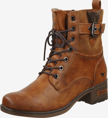 MUSTANG Lace-up bootie in Brown: front