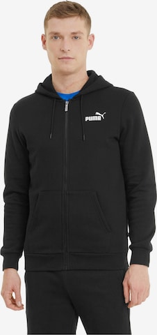 Giacca di felpa 'Puma Essentials Full-Zip Logo' di PUMA in nero: frontale