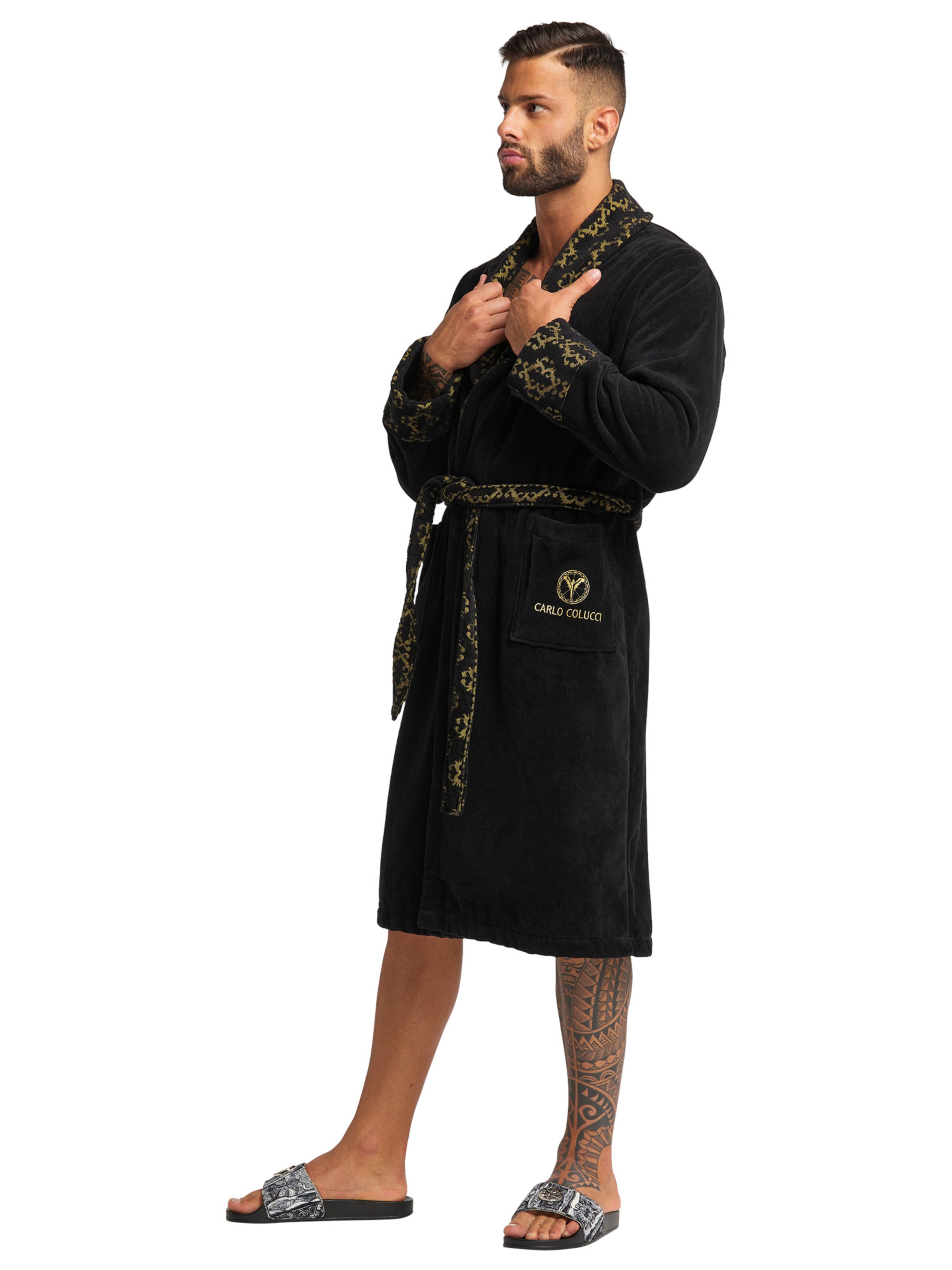 Carlo Colucci Bademantel 'Raffael' in Schwarz