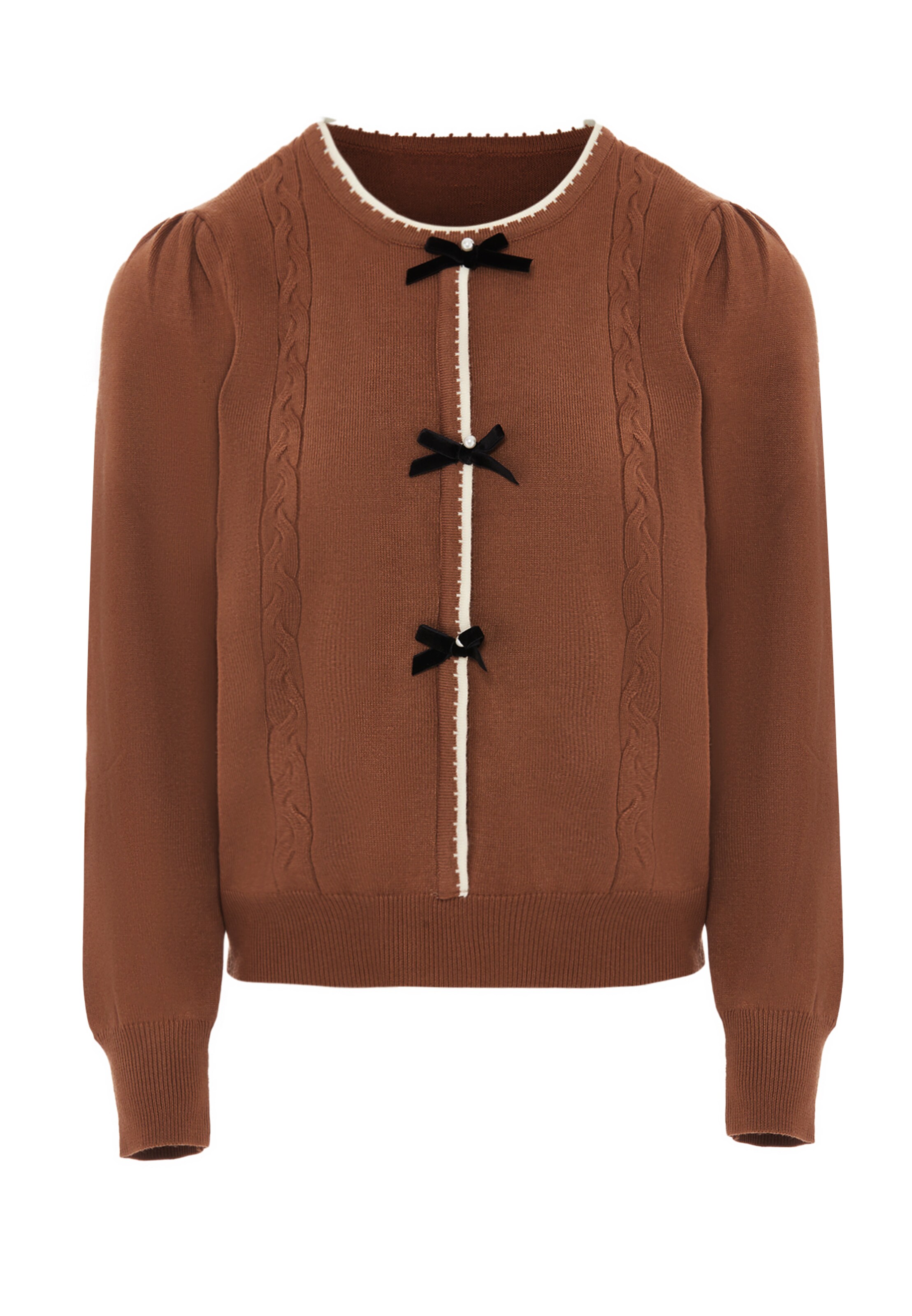 NAEMI Strickjacke in Braun: Vorderseite