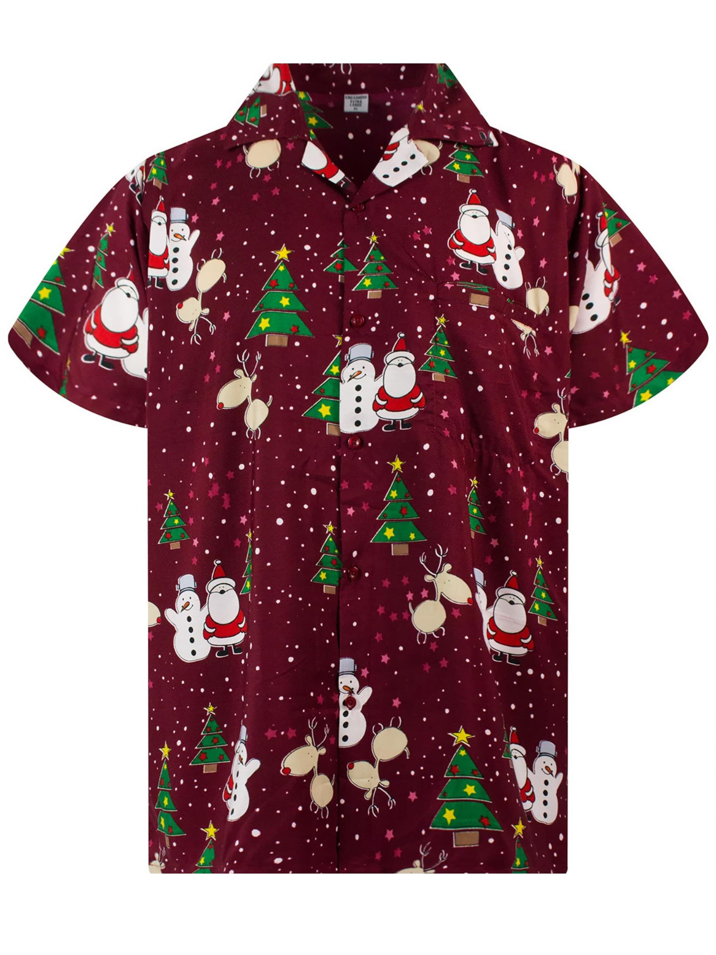 Camicia 'Christmas Buddies' di King Kameha in rosso: frontale