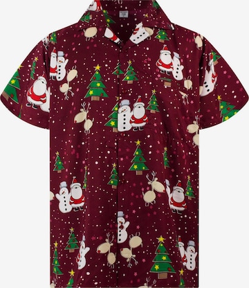 Camicia 'Christmas Buddies' di King Kameha in rosso: frontale