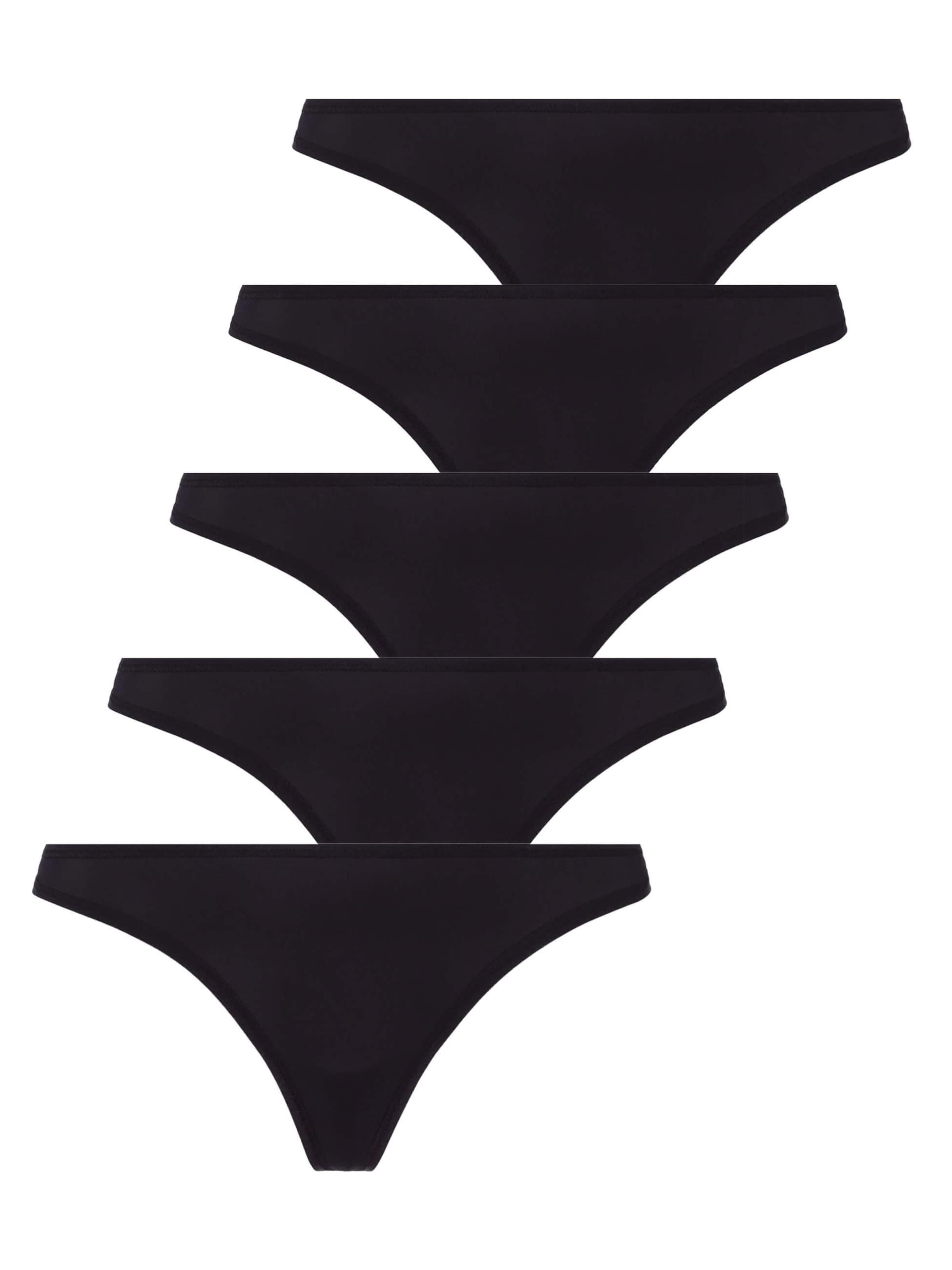 BeeDees Thong 'Hüftstring Stepy Soft String (5-er Pack)' in Black: front