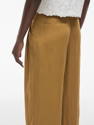 ROUGE EDIT Wide Leg Bukser med lægfolder i brun