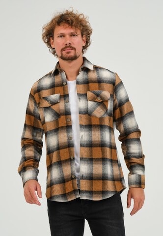 Giorgio di Mare Regular fit Button Up Shirt in Brown: front