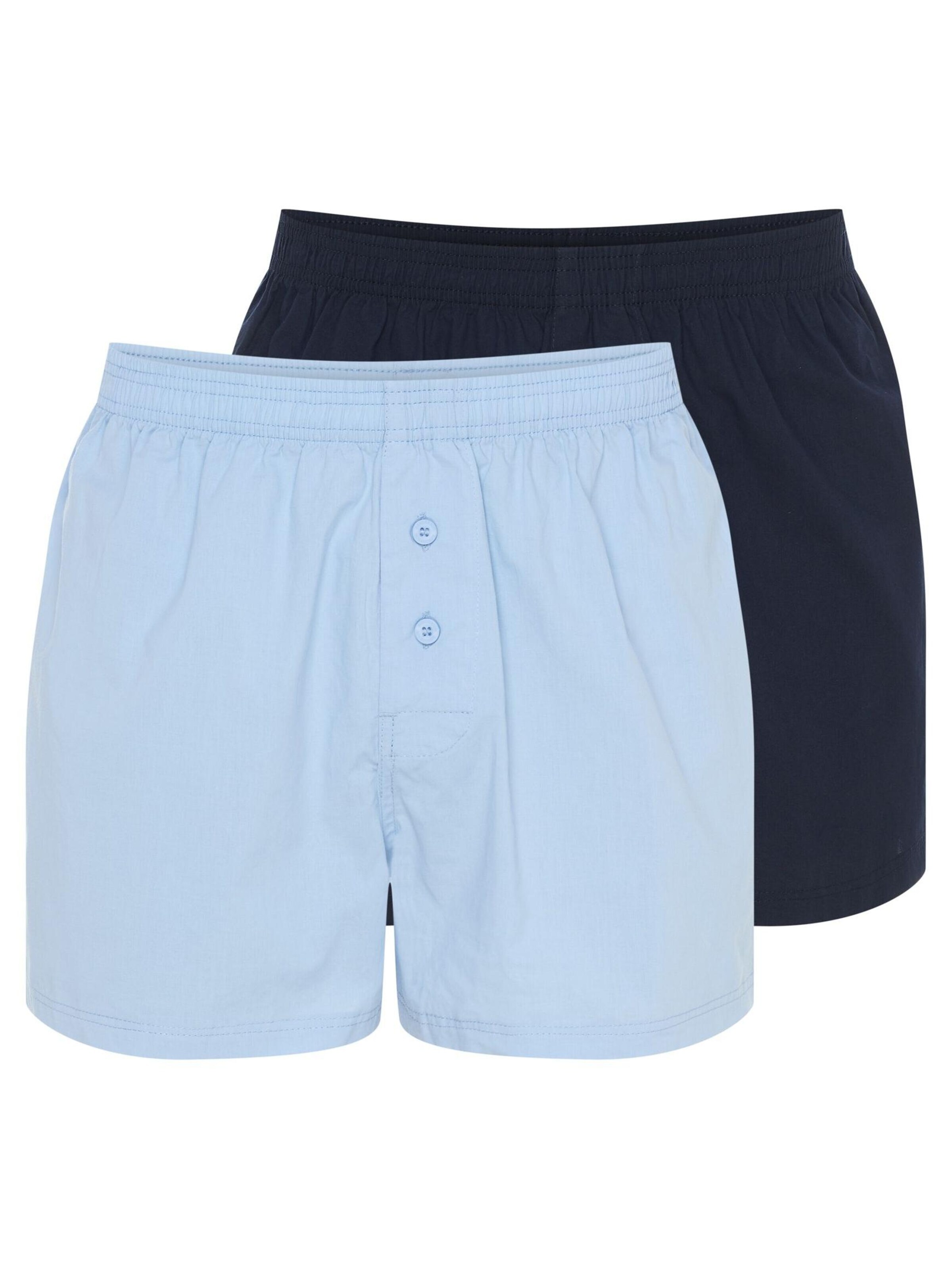 ESOTIQ Boxershorts 'Weiche Boxershorts Doppelpack aus Baumwolle Atmungsaktiv locker Alias' in Blauw: voorkant