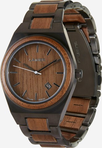 LAiMER Analog Watch in Brown: front