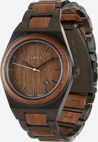 LAiMER Analog Watch in Brown: front