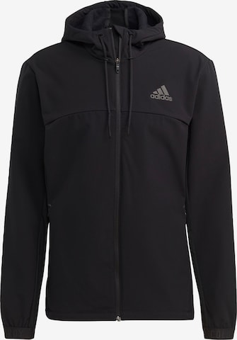 ADIDAS SPORTSWEAR Athletic Zip-Up Hoodie in Black: front