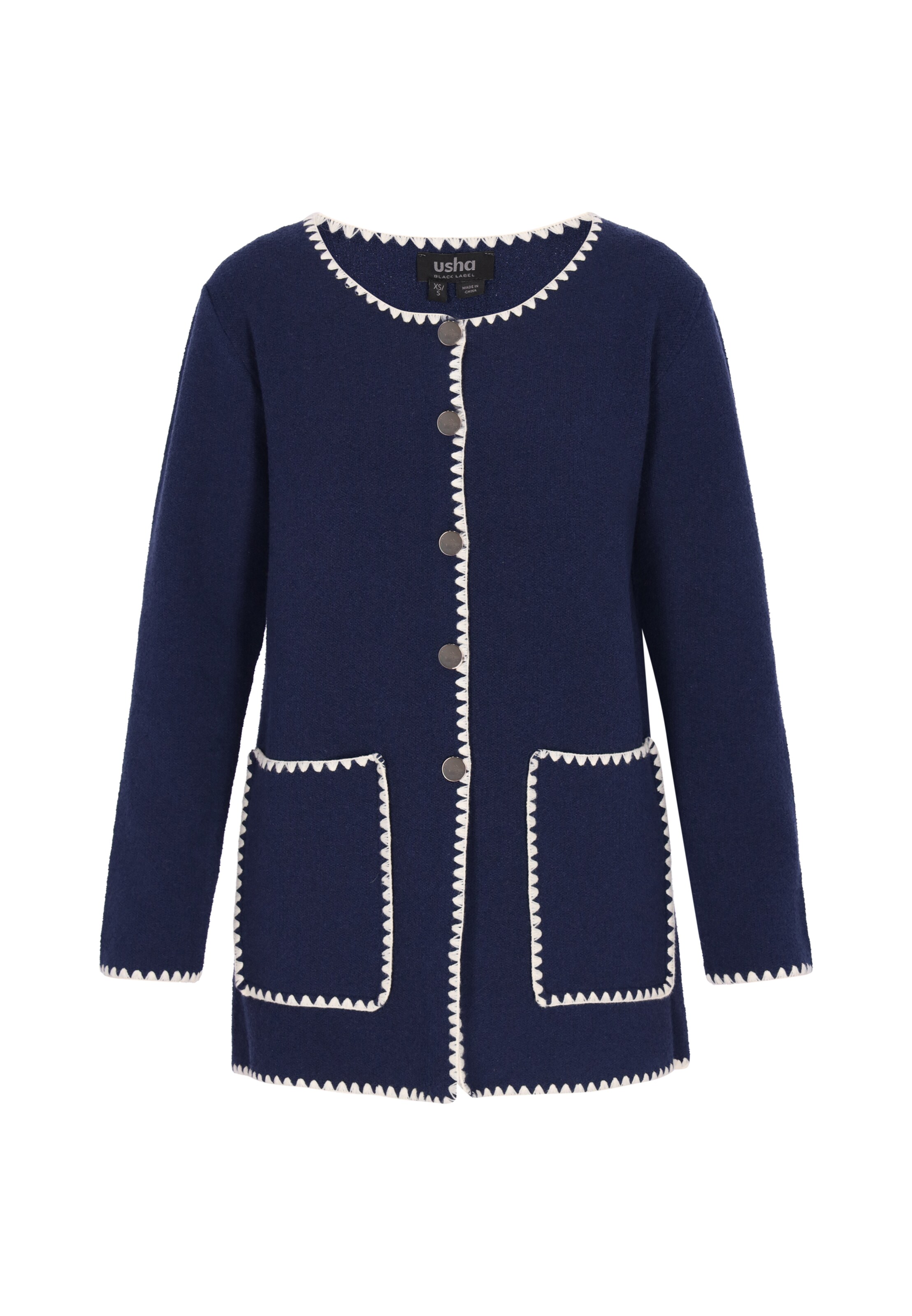 usha BLACK LABEL Gebreid vest in Blauw: voorkant