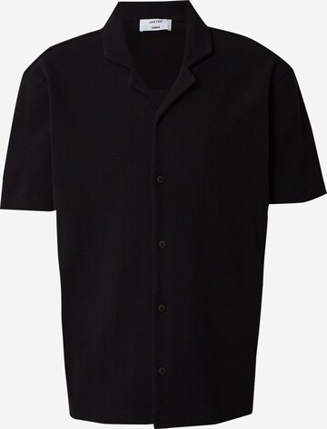 DAN FOX APPAREL Regular fit Button Up Shirt 'Leon' in Black: front