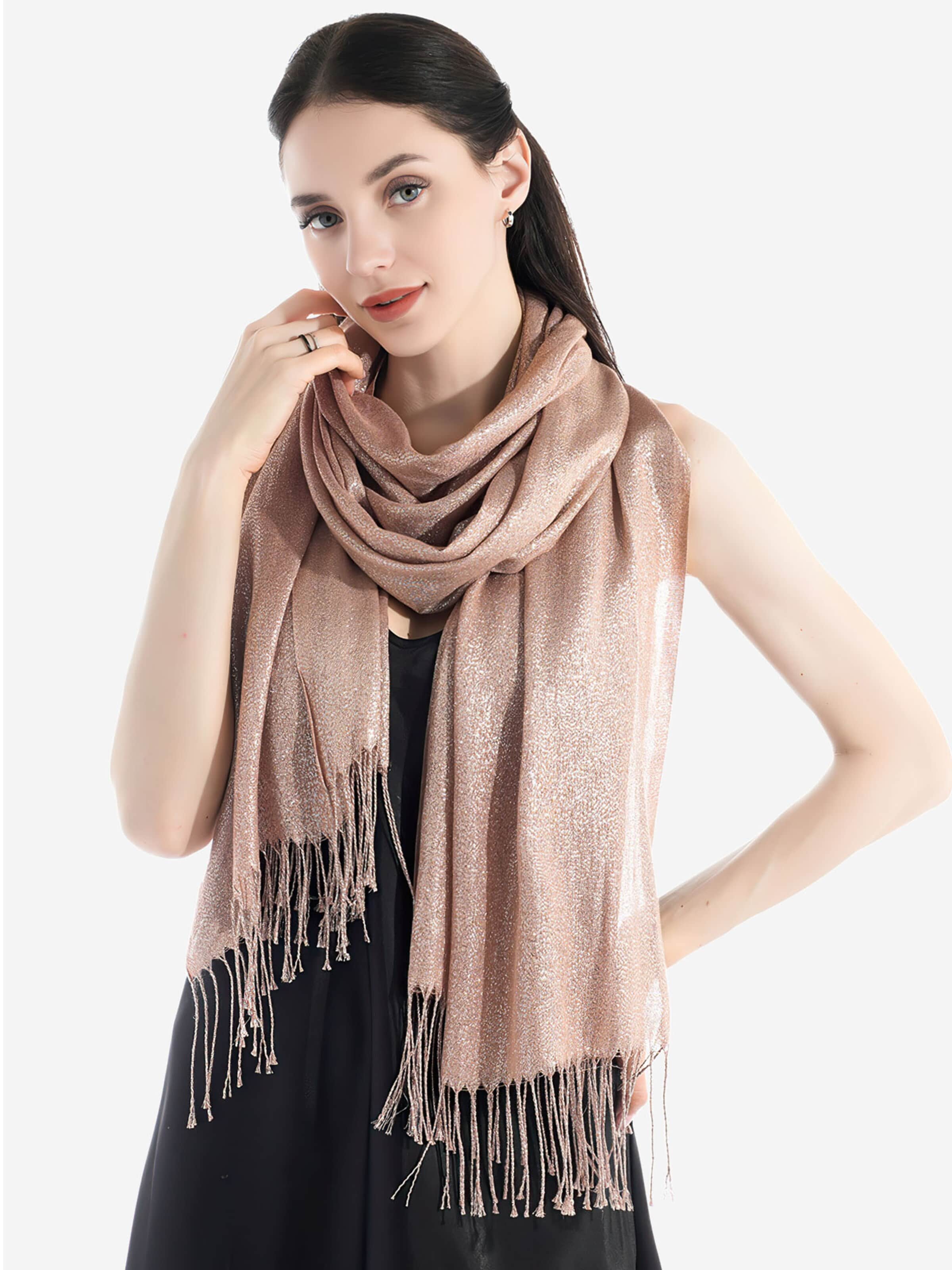 Magicshe Wrap 'Damen silberfädige Stola mit Tassel' in Beige