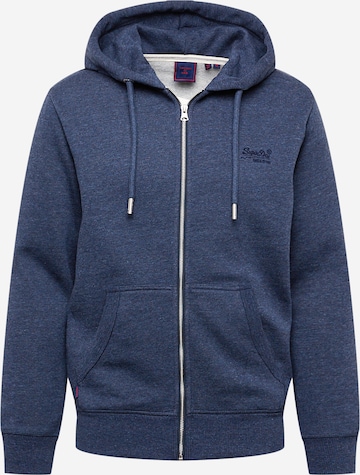 Veste de survêtement Superdry en bleu : devant