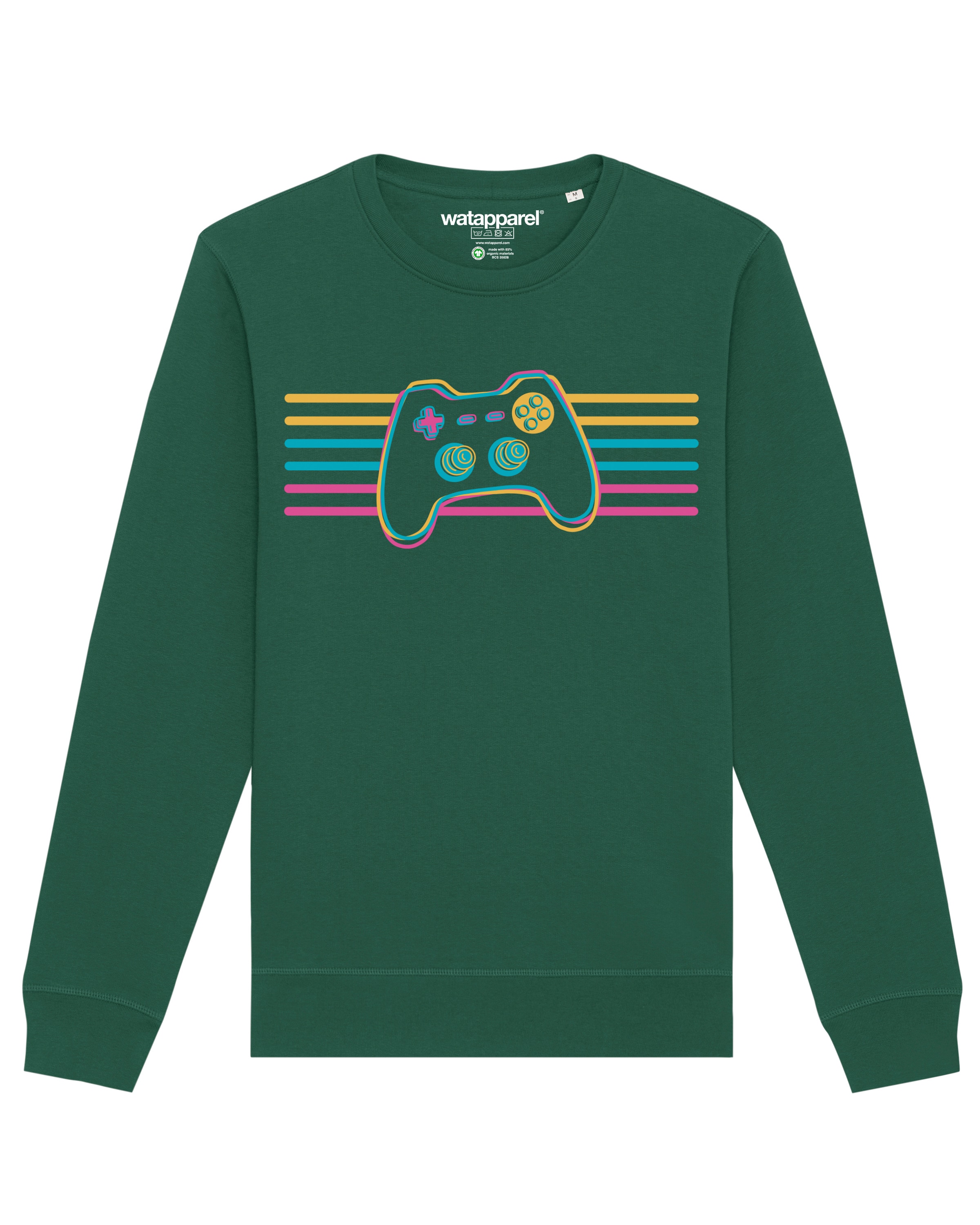 Watapparel Sweatshirt 'Retro Joystick' in Groen: voorkant