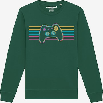 Watapparel Sweatshirt 'Retro Joystick' in Grün: Vorderseite
