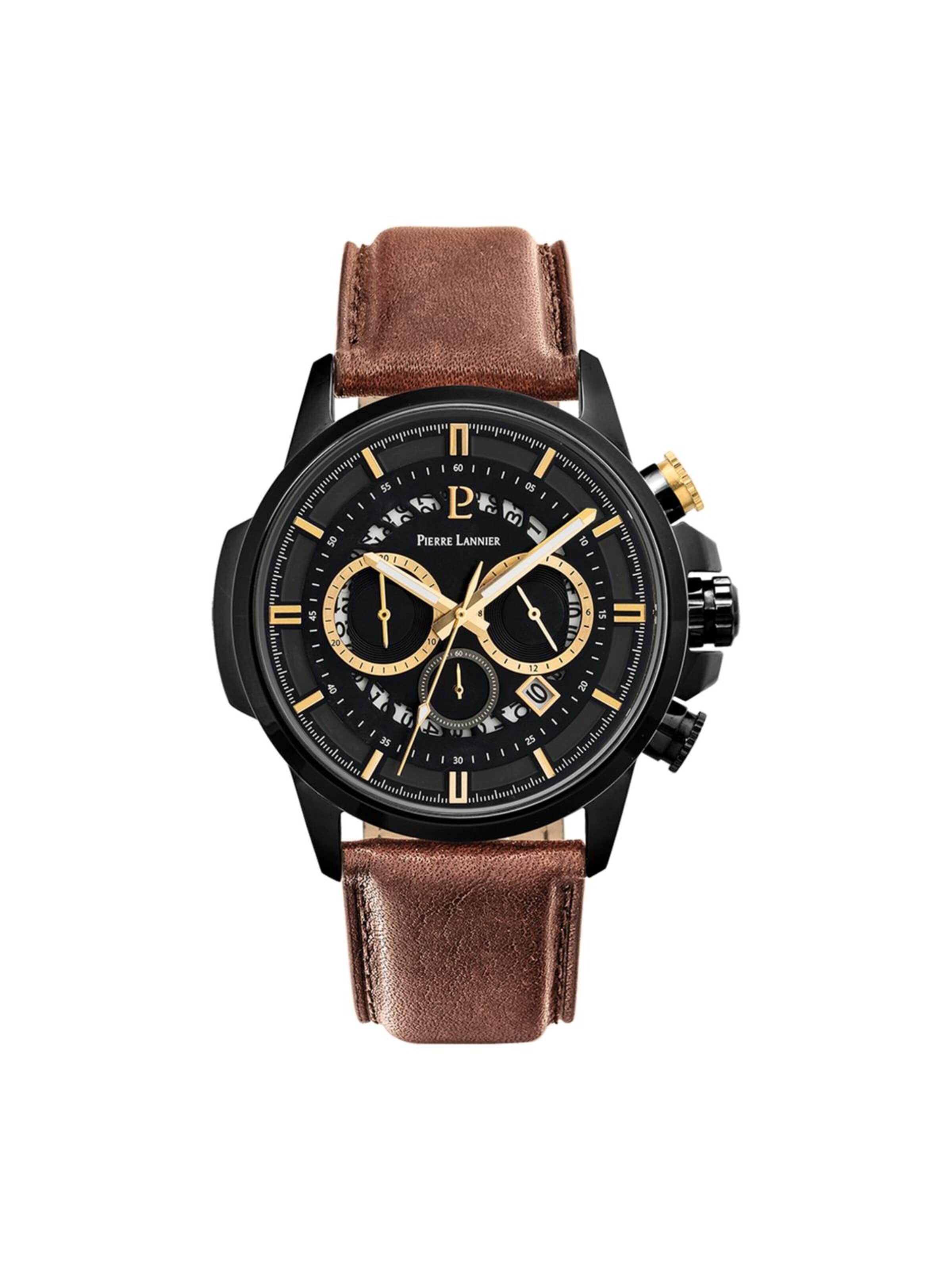 Pierre Lannier Analoog horloge 'Chronograph Sentinelle' in Zwart: voorkant