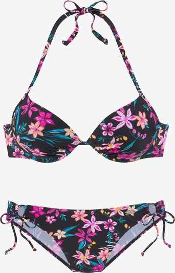 BUFFALO Bikini en turquoise / émeraude / pêche / fuchsia / noir, Vue avec produit