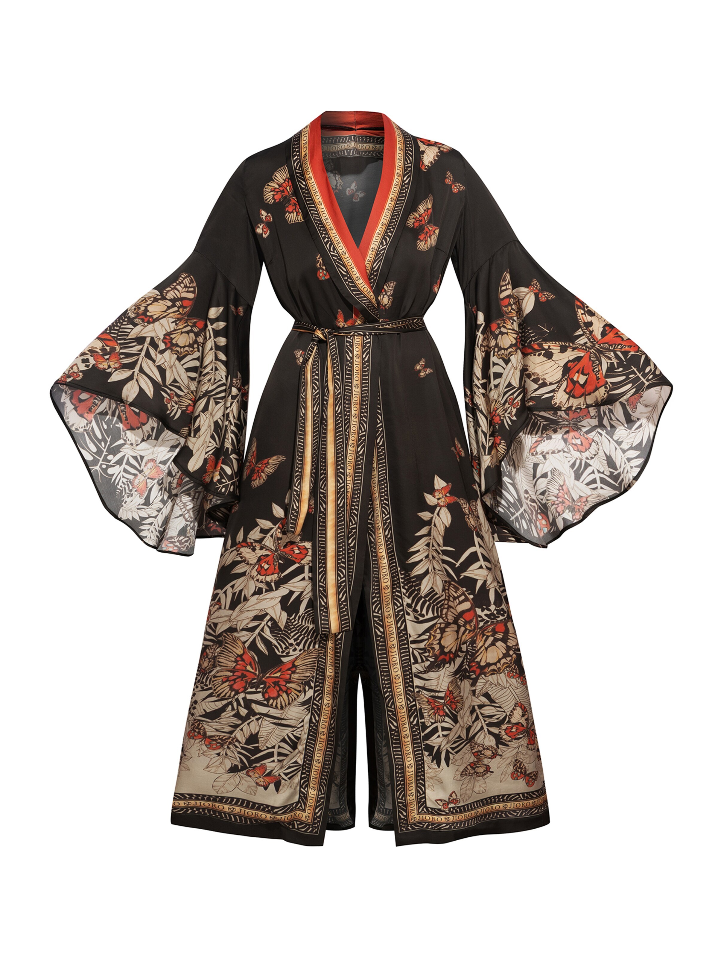 JIORO Beach Dress 'MIDNIGHT BUTTERFLIES' in Black: front