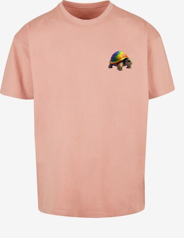 T-Shirt 'Rainbow Turtle' F4NT4STIC en rose : devant