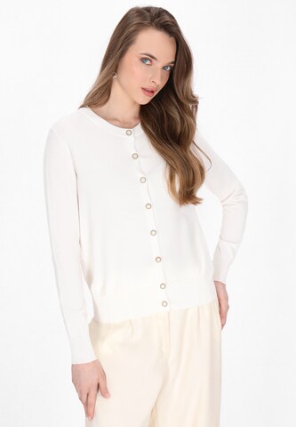 DreiMaster Klassik Πλεκτή ζακέτα 'Classic Look' σε λευκό: μπροστά