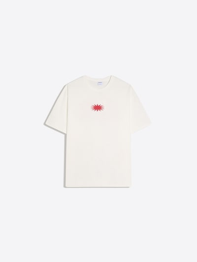Bershka T-Shirt 'PARADISE CLUB' in karminrot / weiß, Produktansicht