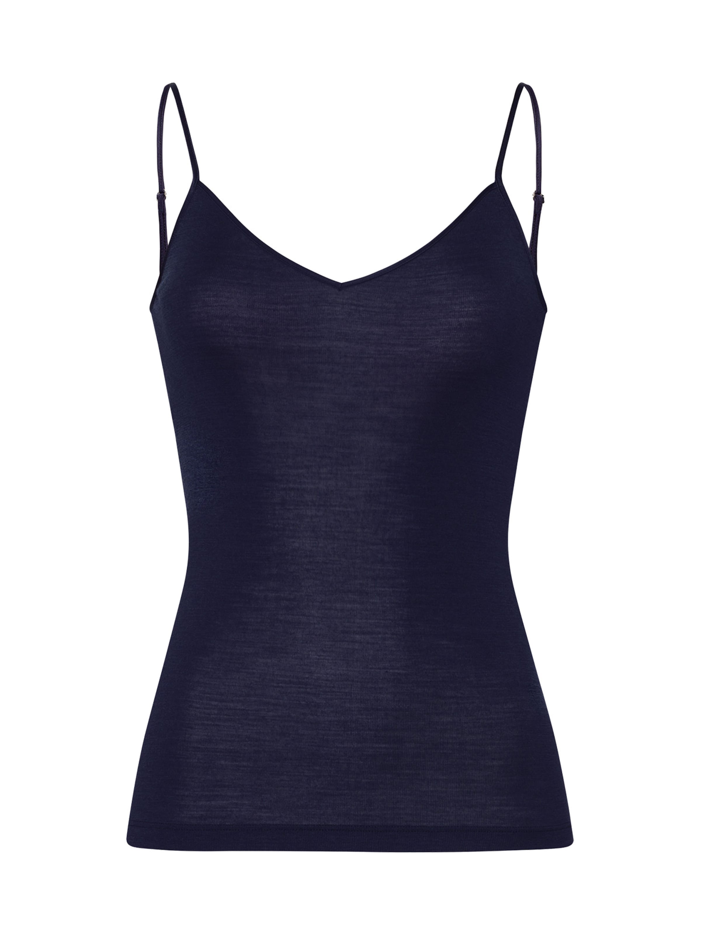 Hanro Top ' Woolen Silk ' in Blue: front
