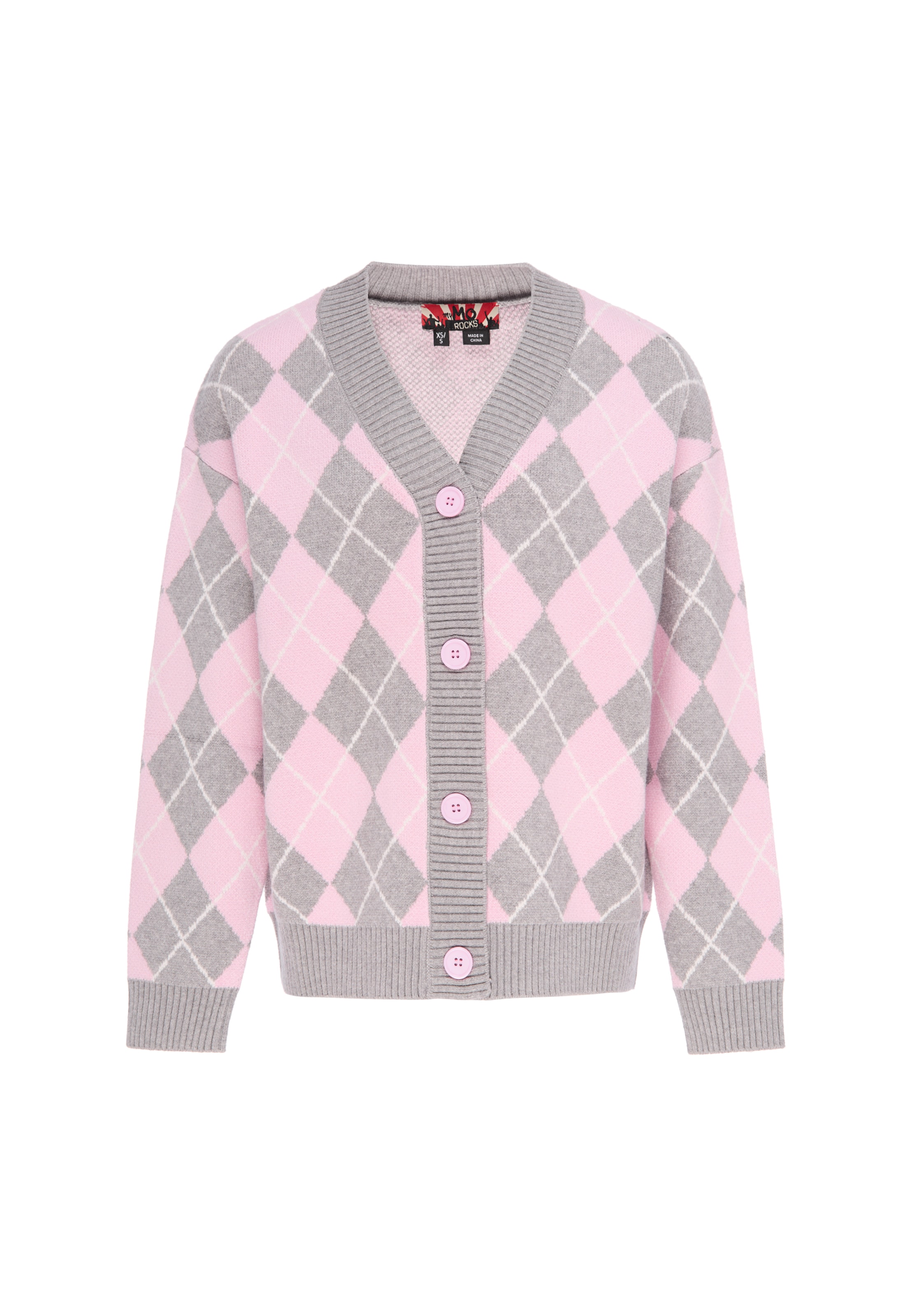 myMo ROCKS Knit Cardigan 'Rock' in Grey: front