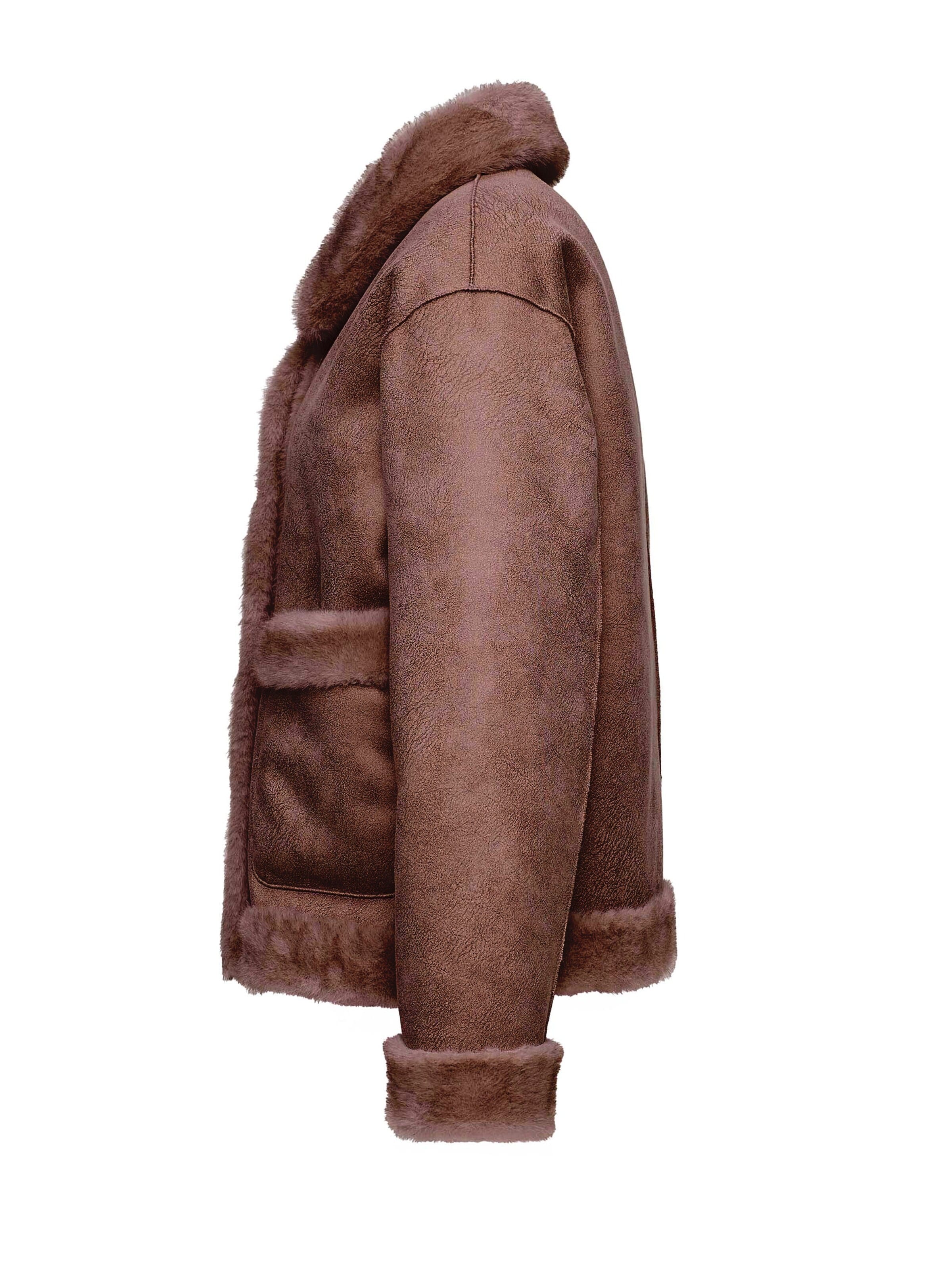 MANISA Between-season jacket 'Kunstpelzjacke' in Brown
