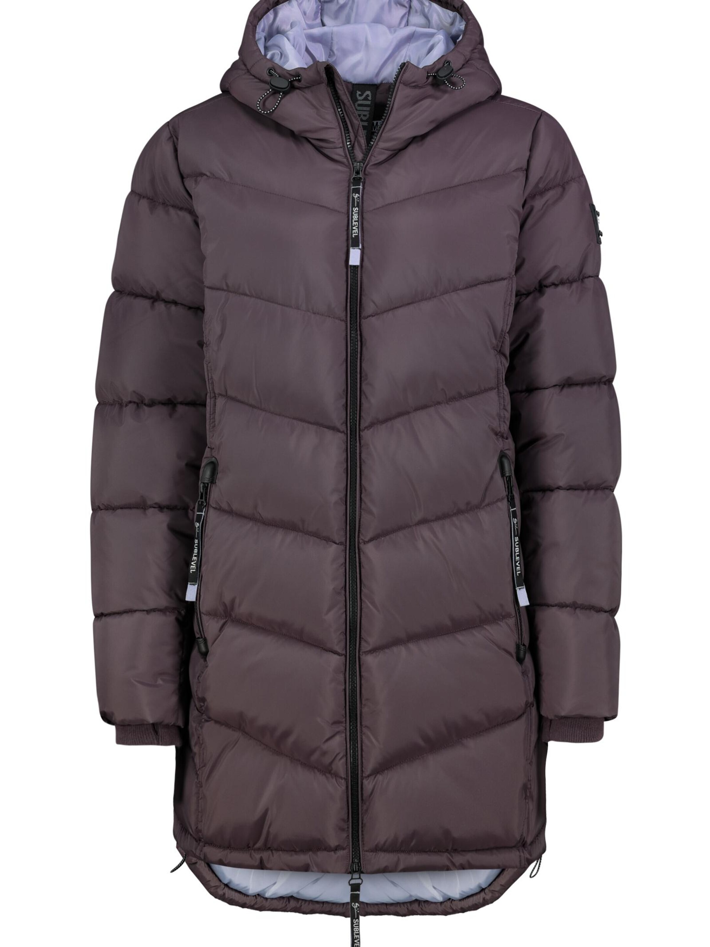 Sublevel Winter Jacket 'Damen Winter Jacke Mantel Parka Steppjacke Steppmantel Wintermantel' in Purple: front