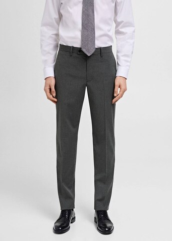 MANGO MAN Slim fit Pleated Pants 'Monaco' in Grey: front