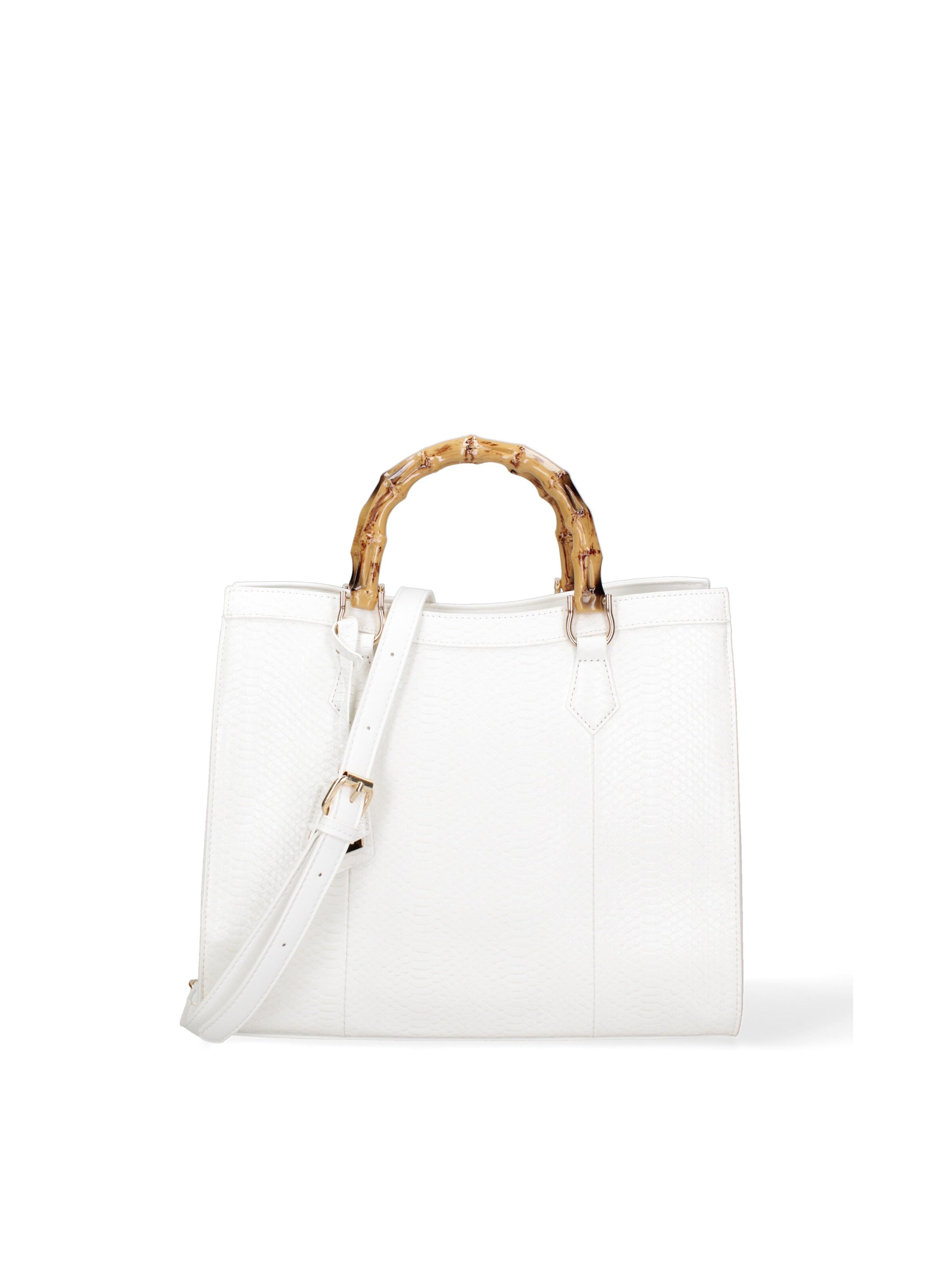 Borsa a spalla 'Borsa a Spalla Donna Ecopelle Vegana con Manico Bambù' di Diana&Co. in bianco
