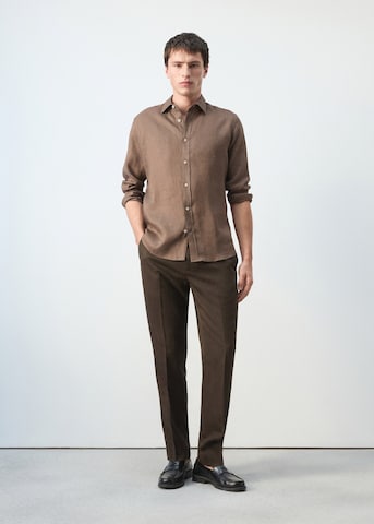 MANGO MAN Regular fit Button Up Shirt 'Parrot' in Brown
