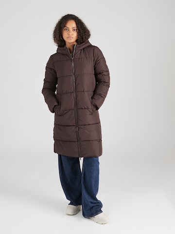 PIECES Winter Coat 'BEE' in Brown: front