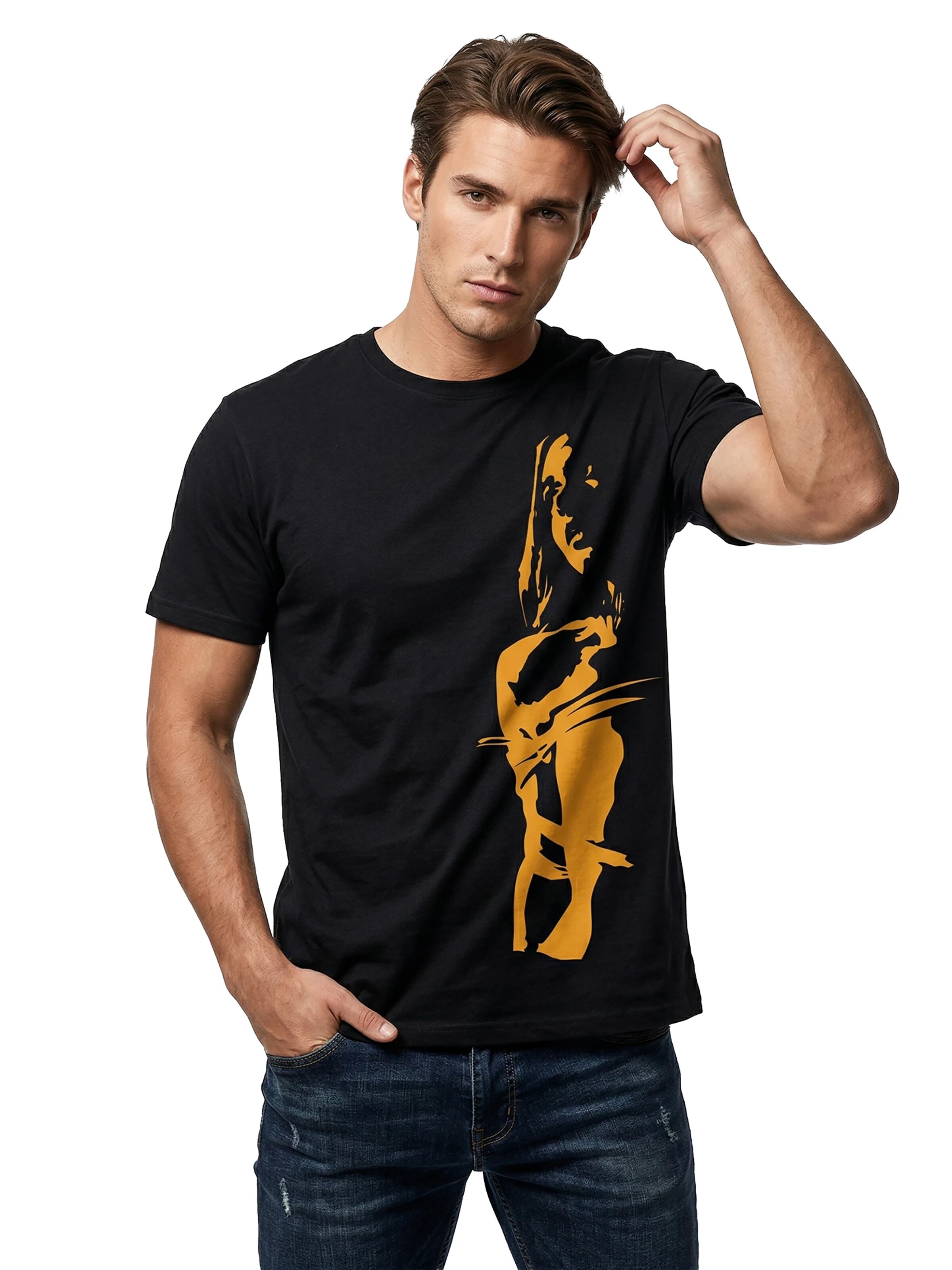 MAKAYA Shirt 'Bondage Saint orange' in Black: front