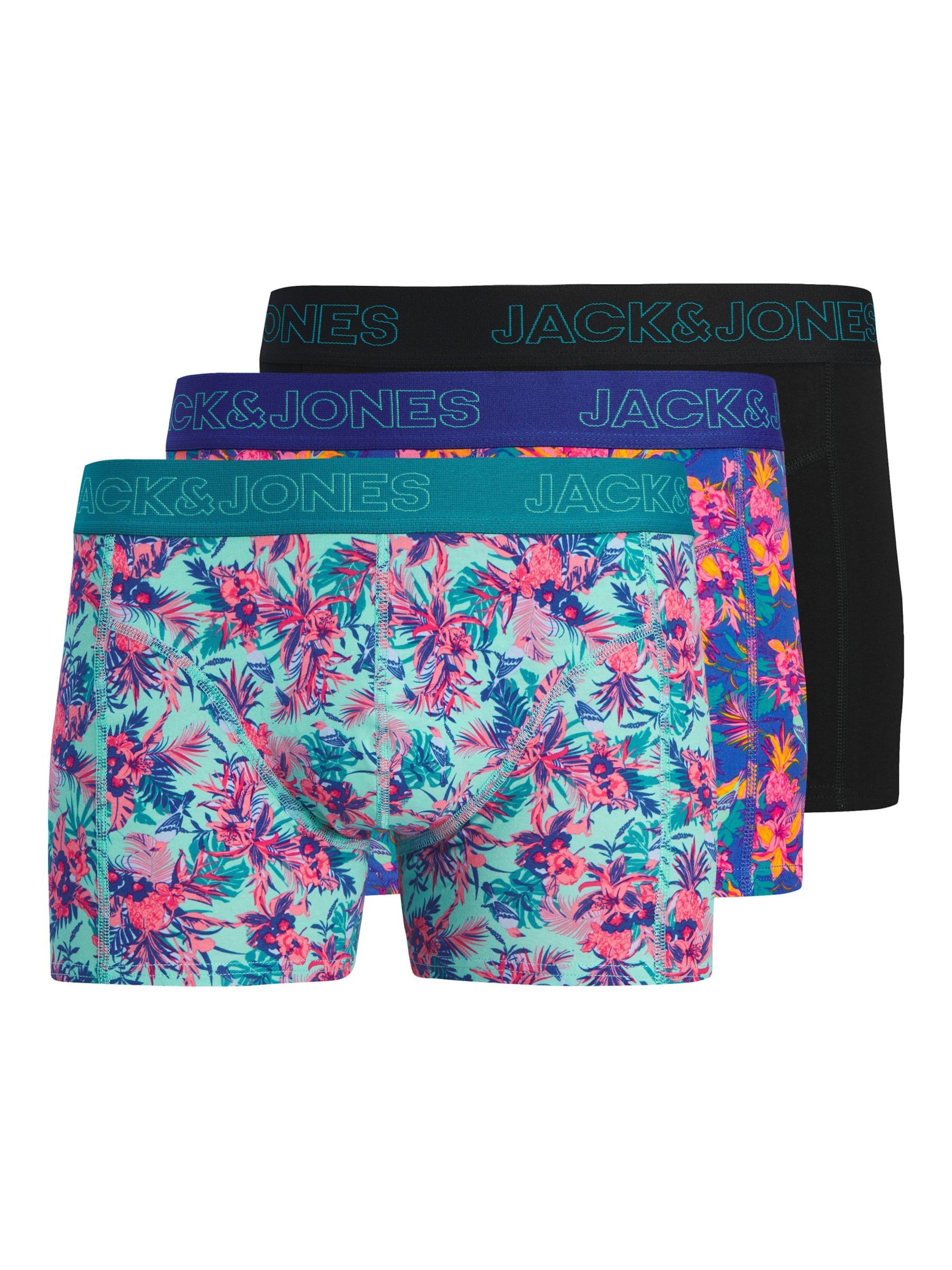 Boxers 'JACEXOTIC LEAVES' JACK & JONES en bleu : devant