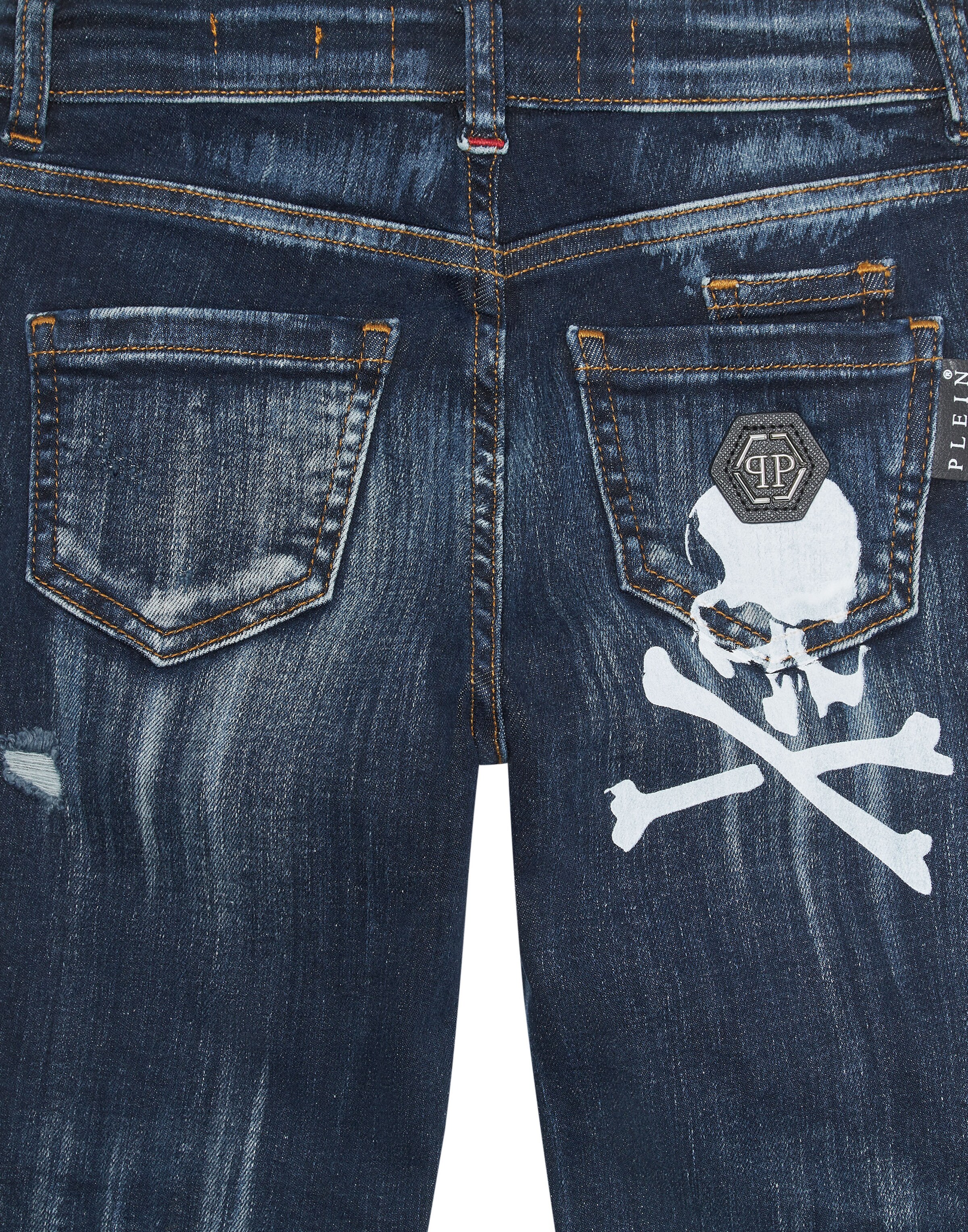 Philipp Plein - regular Vaquero 'Skull' en azul