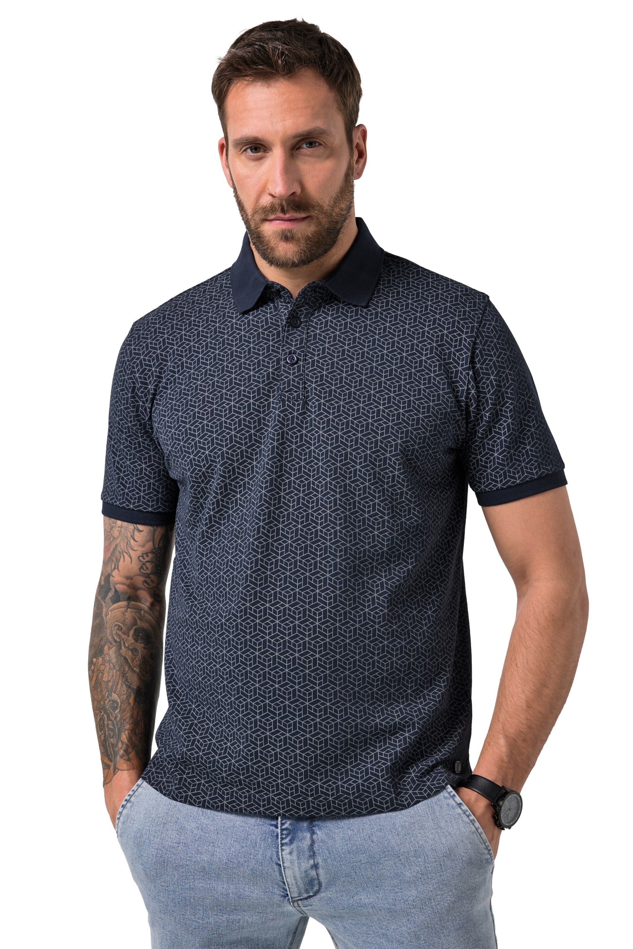 JP1880 Poloshirt in Blau: Vorderseite